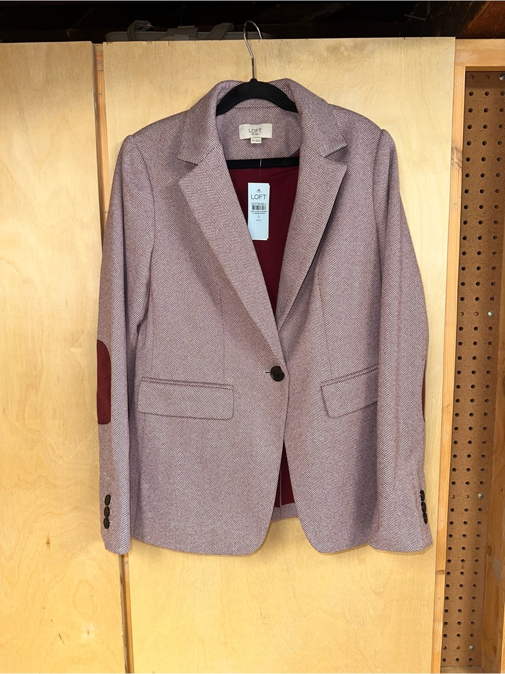 LOFT Pink NWT Herringbone Blazer with Elbow Patches